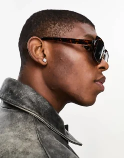 Design Square Sunglasses In Tort With Black Lens