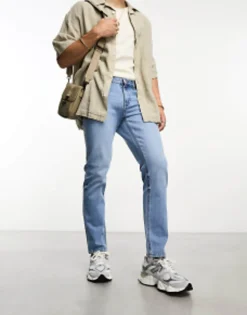 Design Stretch Slims Jeans In Vintage Light Blue