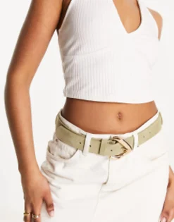 Design Suede Link Buckle Belt In