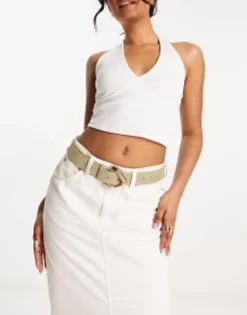 Design Suede Link Buckle Belt In