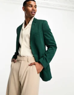 Design Super Skinny Jersey Blazer In Forest Green