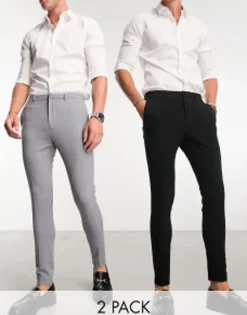 Design Super Skinny Smart Trouser Pack In Black & Grey