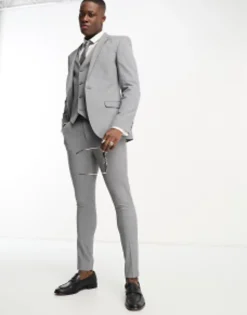 Design Super Skinny Suit In Grey