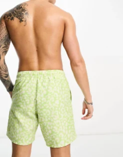 Design Swim Shorts In Short Length In Leopard Print In Green