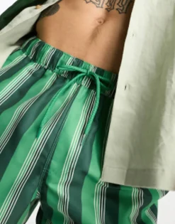 Design Swim Shorts In Short Length In Green Stripe