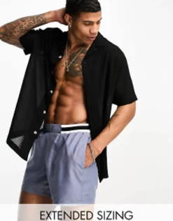 Design Swim Shorts In Short Length With Smart Styling In Charcoal