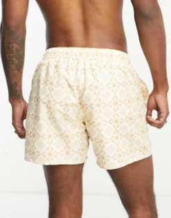 Design Swim Shorts In Short Length In Tile Print