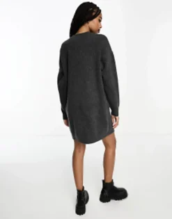 Design Tall Knitted Jumper Mini Dress With Crew Neck In