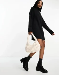 Design Tall Knitted Jumper Mini Dress With High Neck In