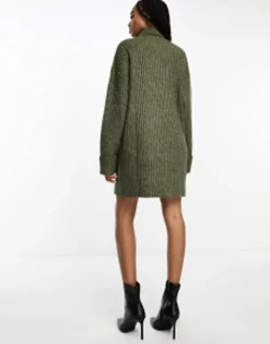 Design Tall Knitted Jumper Mini Dress With High Neck In
