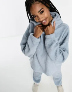 Design Tall Lounge Borg Hoodie & Jogger Set In