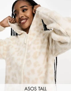 Design Tall Lounge Co-Ord Animal Borg Set In Cream