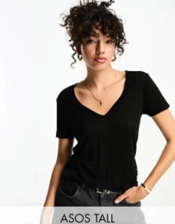 Design Tall Relaxed V Neck T-Shirt In