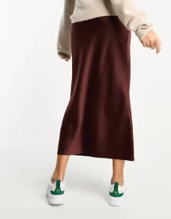Design Tall Satin Bias Midi Skirt In