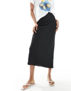 Design Tall Satin Bias Midi Skirt In