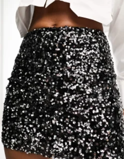 Design Tall Sequin Mini Skirt In