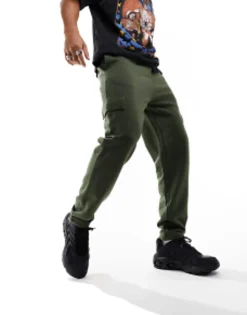 Design Tapered Cargo Joggers With Toggle In Khaki