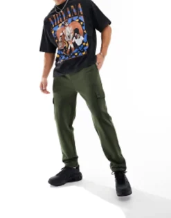 Design Tapered Cargo Joggers With Toggle In Khaki