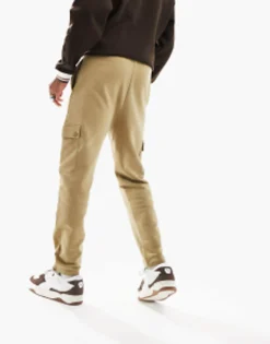 Design Tapered Cargo Joggers With Toggle In Beige