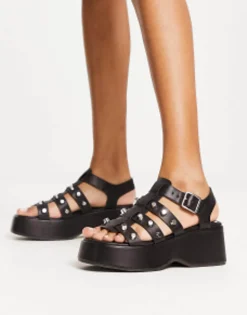 Design Terra Studded Fisherman Flatform Sandals In