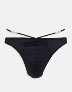 Design Thong With Strapping And Chain Detail
