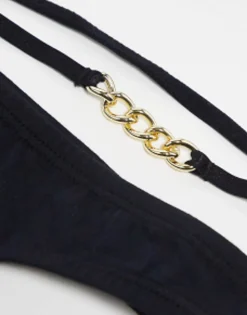 Design Thong With Strapping And Chain Detail