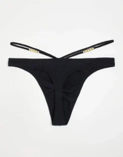 Design Thong With Strapping And Chain Detail