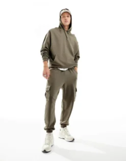 Design Tracksuit With Oversized Hoodie And Relaxed Joggers In Beige