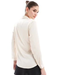 Design Ultimate Satin Shirt In Ivory
