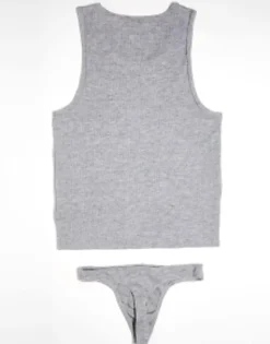 Design Underwear Set With Vest And Thong In Super Soft Rib