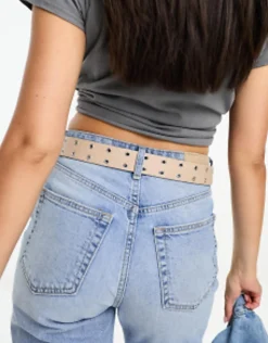 Design Waist And Hip Eyelet Jeans Belt With Chain Detail In