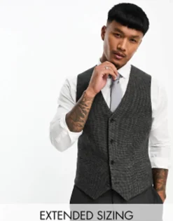 Design Wedding Super Skinny Wool Mix Puppytooth Suit In Charcoal