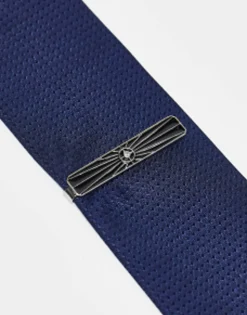 Design Wedding Tie Bar With Black Enamel And Crystal Star Detail In Tone