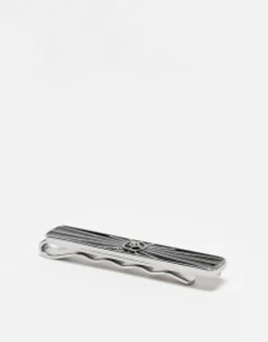 Design Wedding Tie Bar With Black Enamel And Crystal Star Detail In Tone