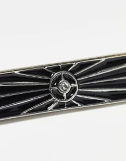 Design Wedding Tie Bar With Black Enamel And Crystal Star Detail In Tone