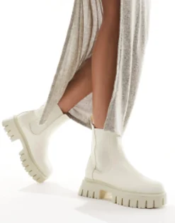 Design Wide Fit Anthem Chunky Chelsea Boots In Off