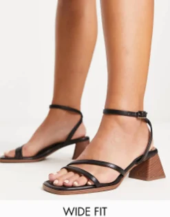 Design Wide Fit Hastings Mid Block Heeled Sandals In