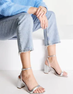Design Wide Fit Hilton Barely There Block Heeled Sandals In