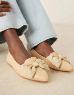 Design Wide Fit Lake Bow Pointed Ballet Flats In