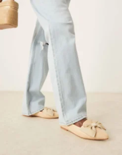 Design Wide Fit Lake Bow Pointed Ballet Flats In