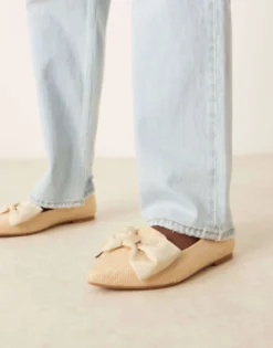Design Wide Fit Lake Bow Pointed Ballet Flats In