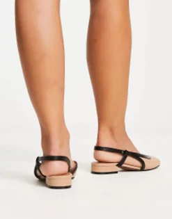 Design Wide Fit Latte Round Toe Slingback Ballet In