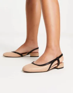 Design Wide Fit Latte Round Toe Slingback Ballet In