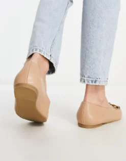 Design Wide Fit Leighton Square Toe Ballet Flats In