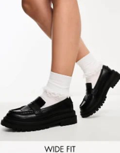 Design Wide Fit Majesty Chunky Fringe Loafer In