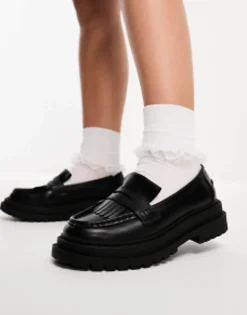 Design Wide Fit Majesty Chunky Fringe Loafer In