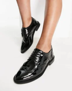 Design Wide Fit More Flat Lace Up Shoes In