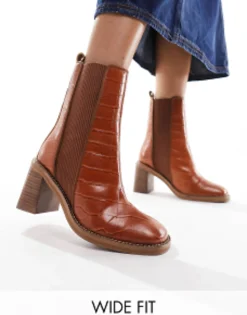 Design Wide Fit Ratings Leather Chelsea Boots In Tan