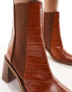 Design Wide Fit Ratings Leather Chelsea Boots In Tan