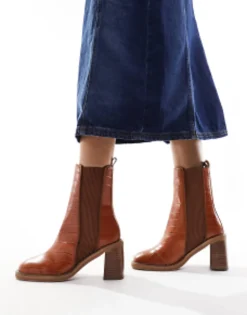Design Wide Fit Ratings Leather Chelsea Boots In Tan